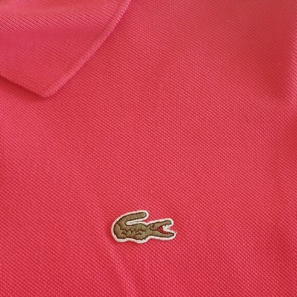 Lacoste Casual Shirt Men's Size 8 Coral Pink Long Sleeve Polo 100% Cotton - Picture 5 of 12